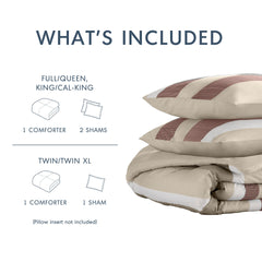 2-Piece Twin/Twin XL Stripe Textured Print Comforter Set,Terracotta