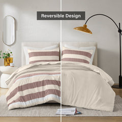 2-Piece Twin/Twin XL Stripe Textured Print Comforter Set,Terracotta