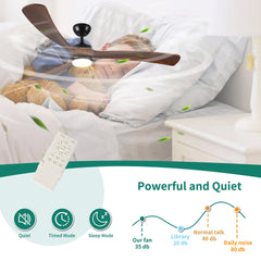 72 Inch Solid Wood Ceiling Fan with Lights and Remote Control Indoor Outdoor Ceiling Fan 3 Wooden Blades Modern Ceiling Fan for Porch Living Room Bedroom