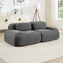 82'' loveseat sofa in luxuryCorduroy Fabric modular for free combo separation curved armrests,anti-slip design high-resilience sponge fits living rooms bedrooms Audiovisual Room,Grey