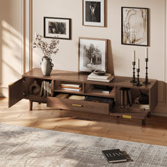 Wood Fashionable TV Stand for 75" TVs, TV Cabinet with Soft-Closing Door and Drop-Down Door Cabinet, Modern TV Consoles for Living Room, Bedroom