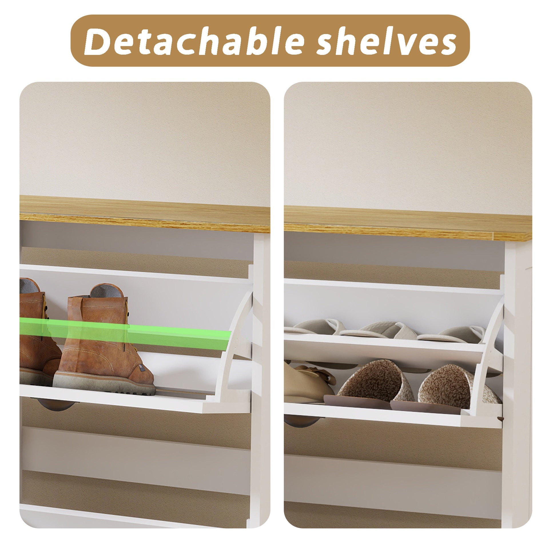 Shoe Storage Cabinet with 4 Flip Drawers, Freestanding Shoe Cabinet Organizer with Adjustable Shelf, Shoe Cabinet for Entryway,  Foyer, Slim Shoe Cabinet-White
