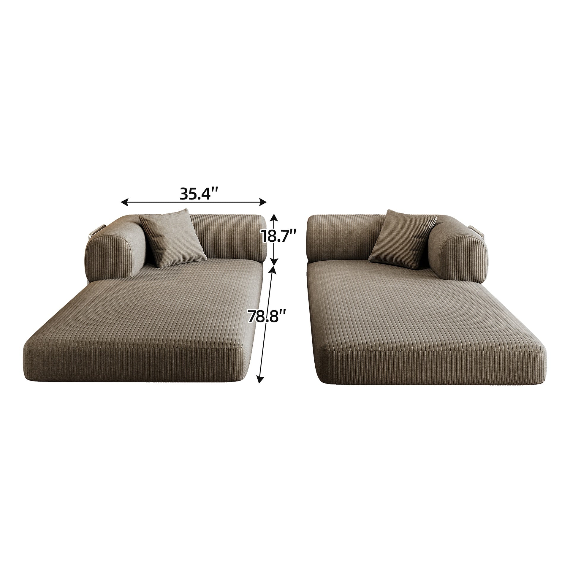 78.8" Compression Sofa,Convertible Floor Sofa Bed-with Pillow Back Support Armrest,Comfy Futon Couch Sleeper Bed,Loveseats Boneless Modular Sectional Sofa,Corduroy fabric,for Living Room,Bedroom,Camel