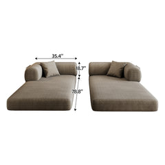 78.8" Compression Sofa,Convertible Floor Sofa Bed-with Pillow Back Support Armrest,Comfy Futon Couch Sleeper Bed,Loveseats Boneless Modular Sectional Sofa,Corduroy fabric,for Living Room,Bedroom,Camel