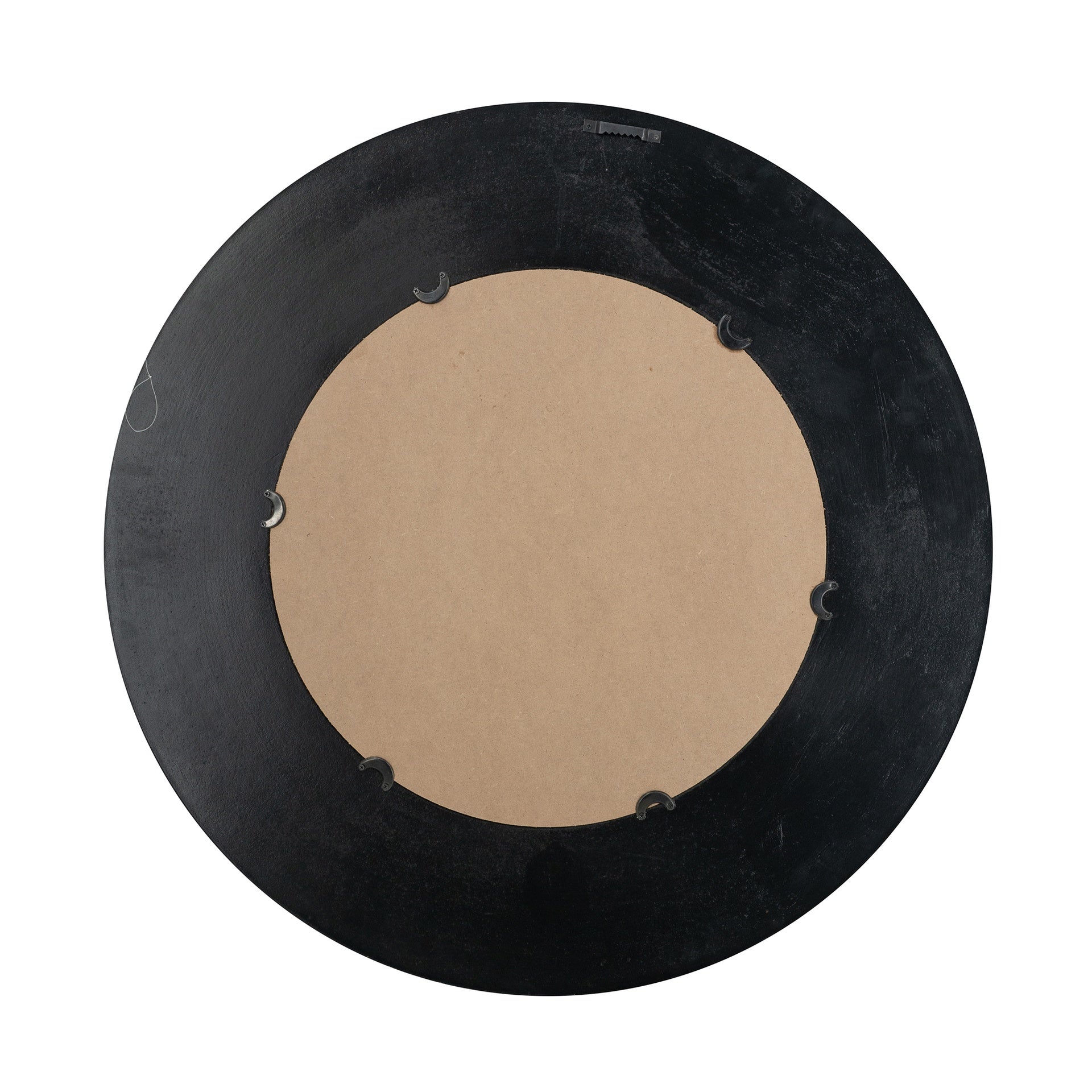 D29.5" Round Gold And Black Wooden Accent Mirror With Woven Texture