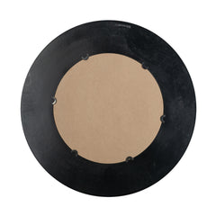D29.5" Round Gold And Black Wooden Accent Mirror With Woven Texture