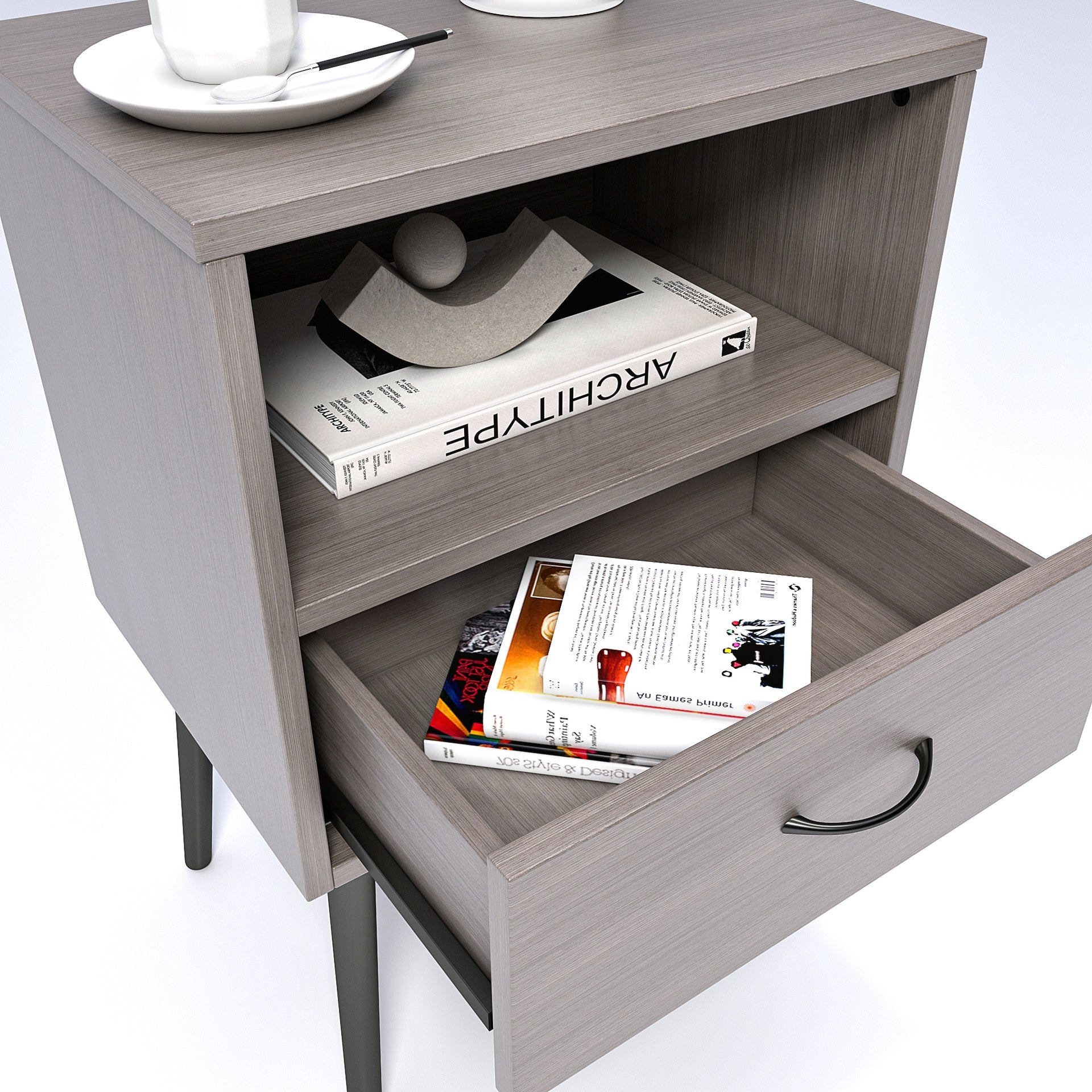 Two sets of Nightstand,modern style bedside table, With storage drawers and open wooden shelves, Suitable for living rooms, Bedrooms and small spaces. Decorative bedside tables in two sets, Easy to as