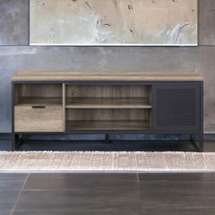Nantan Rustic Oak & Black Finish TV Stand