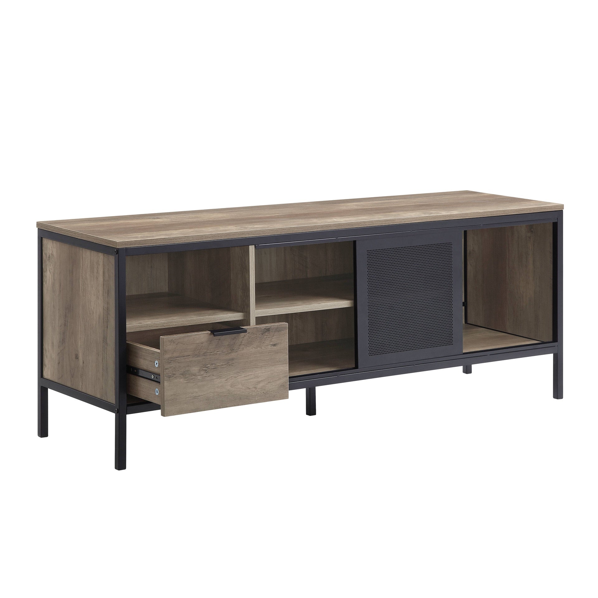 Nantan Rustic Oak & Black Finish TV Stand