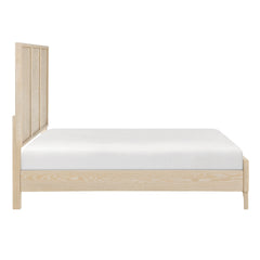 Contemporary Queen Size Panel Bed Light Brown Finish Wooden Bedroom Furniture 1pc