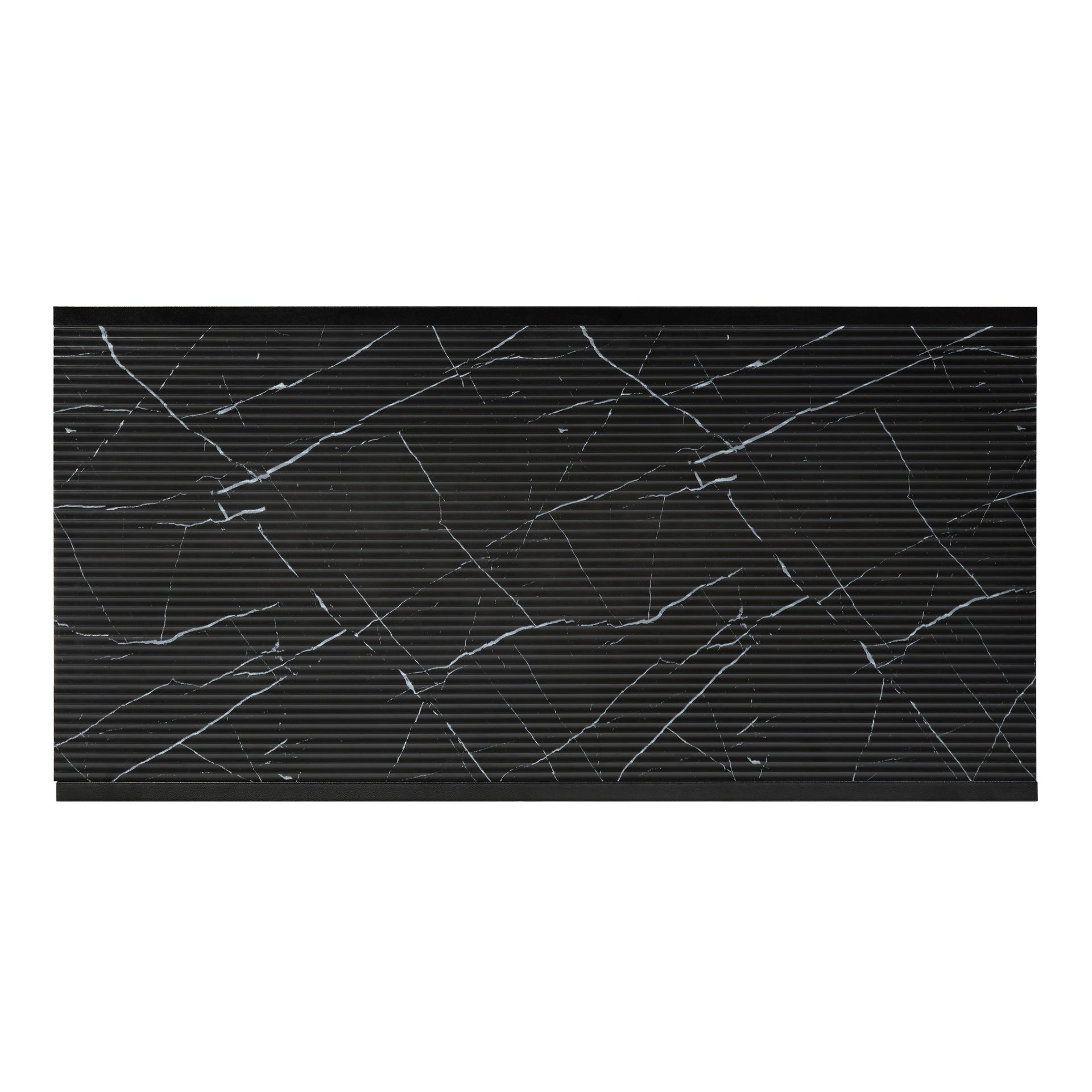 Modern 3-piece Occasional Table Set Black Cocktail Table End Tables Marble-Print Tempered Glass Top
