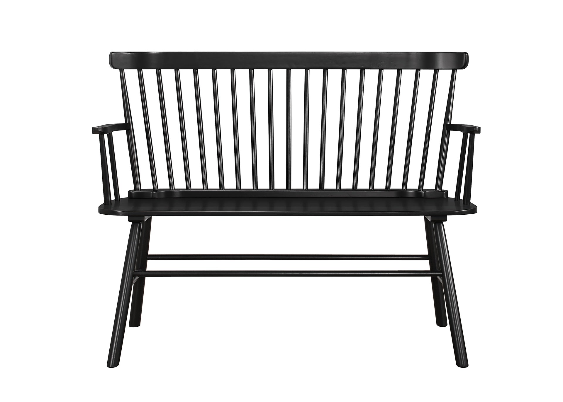 1pc Casual Farmhouse Relaxed Vintage Wood Spindle Back Bench Black Wooden Chair