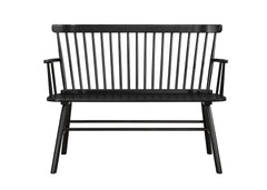 1pc Casual Farmhouse Relaxed Vintage Wood Spindle Back Bench Black Wooden Chair