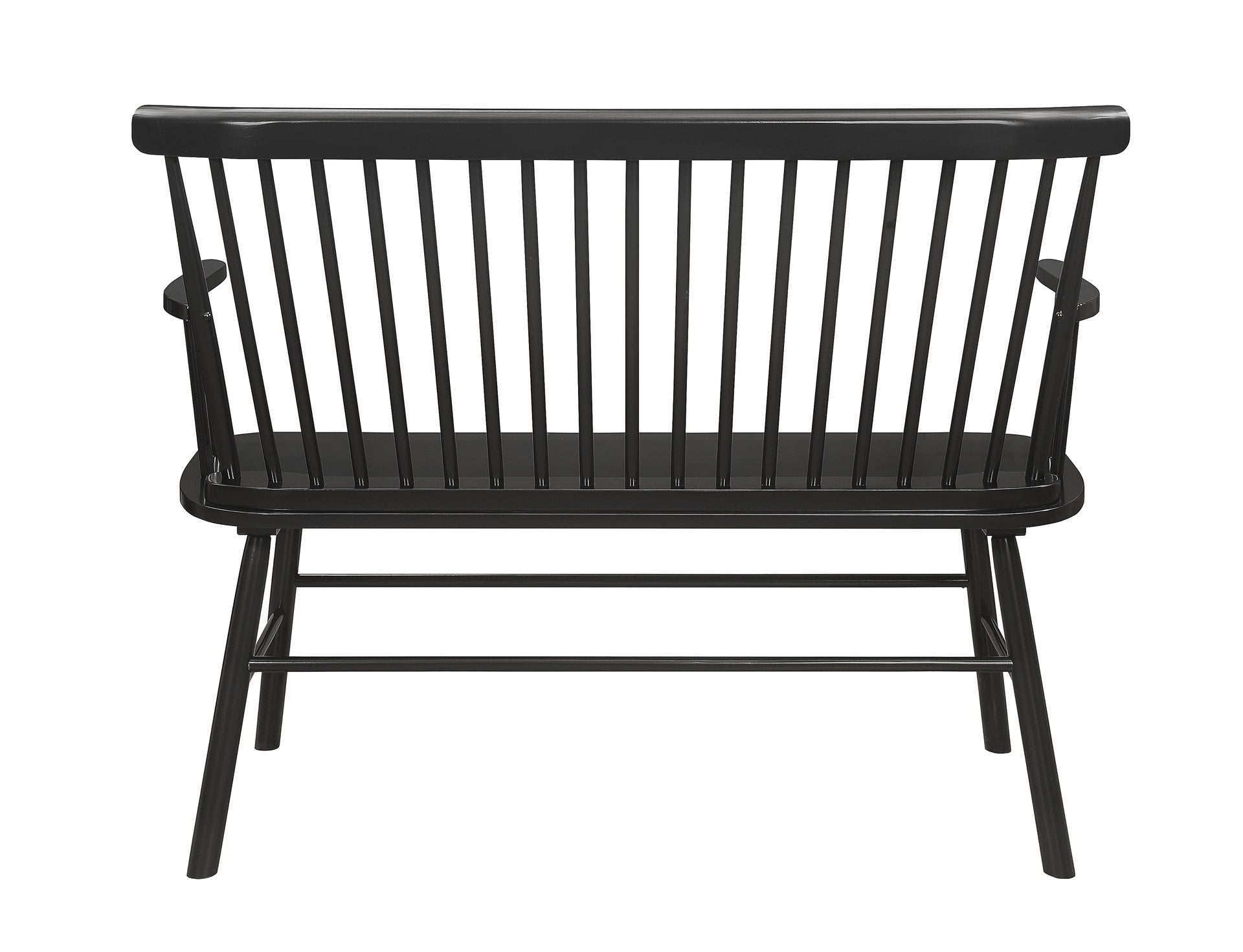 1pc Casual Farmhouse Relaxed Vintage Wood Spindle Back Bench Black Wooden Chair