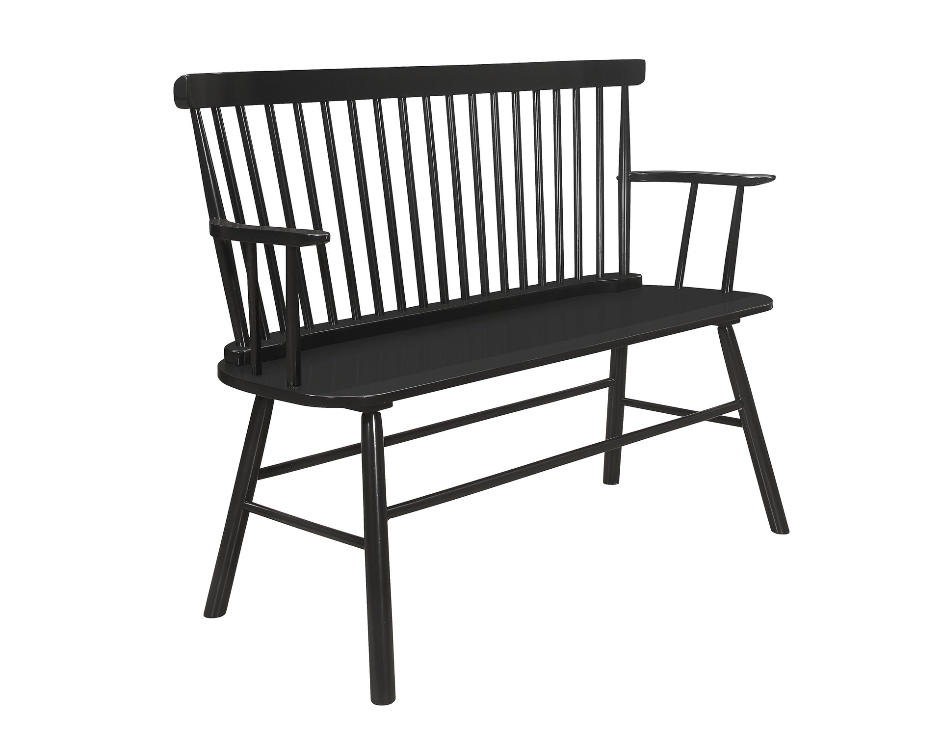 1pc Casual Farmhouse Relaxed Vintage Wood Spindle Back Bench Black Wooden Chair