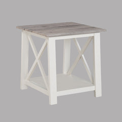 White Brown 3-Piece Set Table Top Cocktail Rectangular Coffee Table and Two Matching Square End Tables Living Room Wooden Furniture