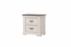 1pc Farmhouse Style Two Drawer Night Stand Nightstand End Table Beige Finish Rustic Bedroom Solid Wood Wooden Furniture