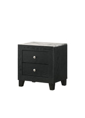 1pc Contemporary Modern White Faux Marble Top 2 Drawers Nightstand Black Finish Bedroom Furniture