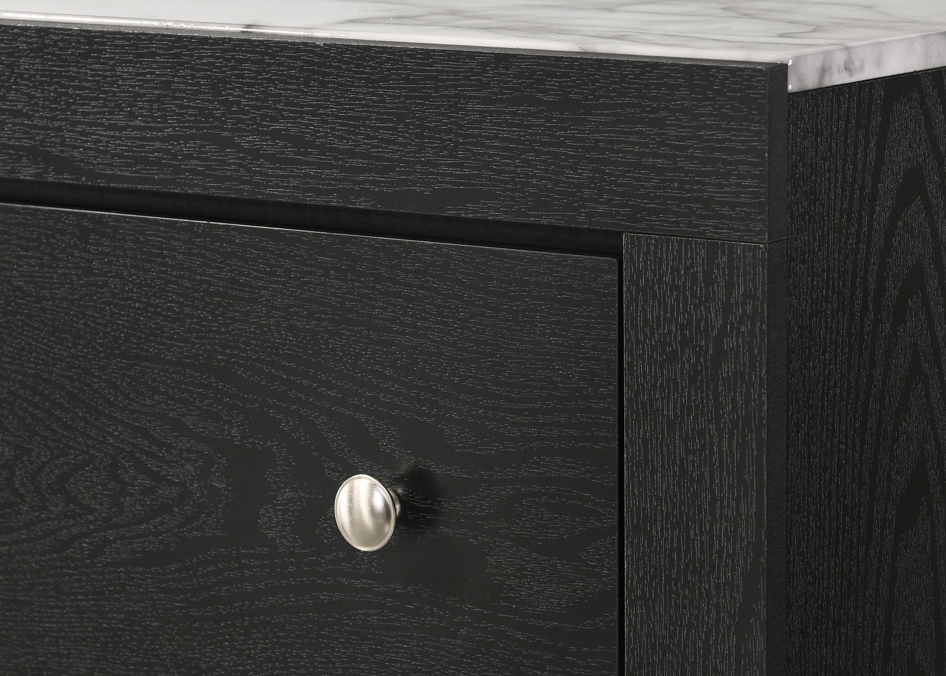 1pc Contemporary Modern White Faux Marble Top 2 Drawers Nightstand Black Finish Bedroom Furniture