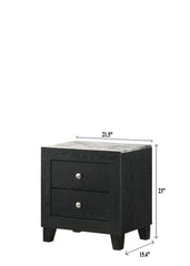 1pc Contemporary Modern White Faux Marble Top 2 Drawers Nightstand Black Finish Bedroom Furniture