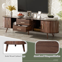 Mid-Century Modern TV Stand for 80" TV, Entertainment Center with Storage for Living Room, Bedroom, Media Console Table with 2 Drawers