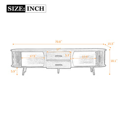 Mid-Century Modern TV Stand for 80" TV, Entertainment Center with Storage for Living Room, Bedroom, Media Console Table with 2 Drawers