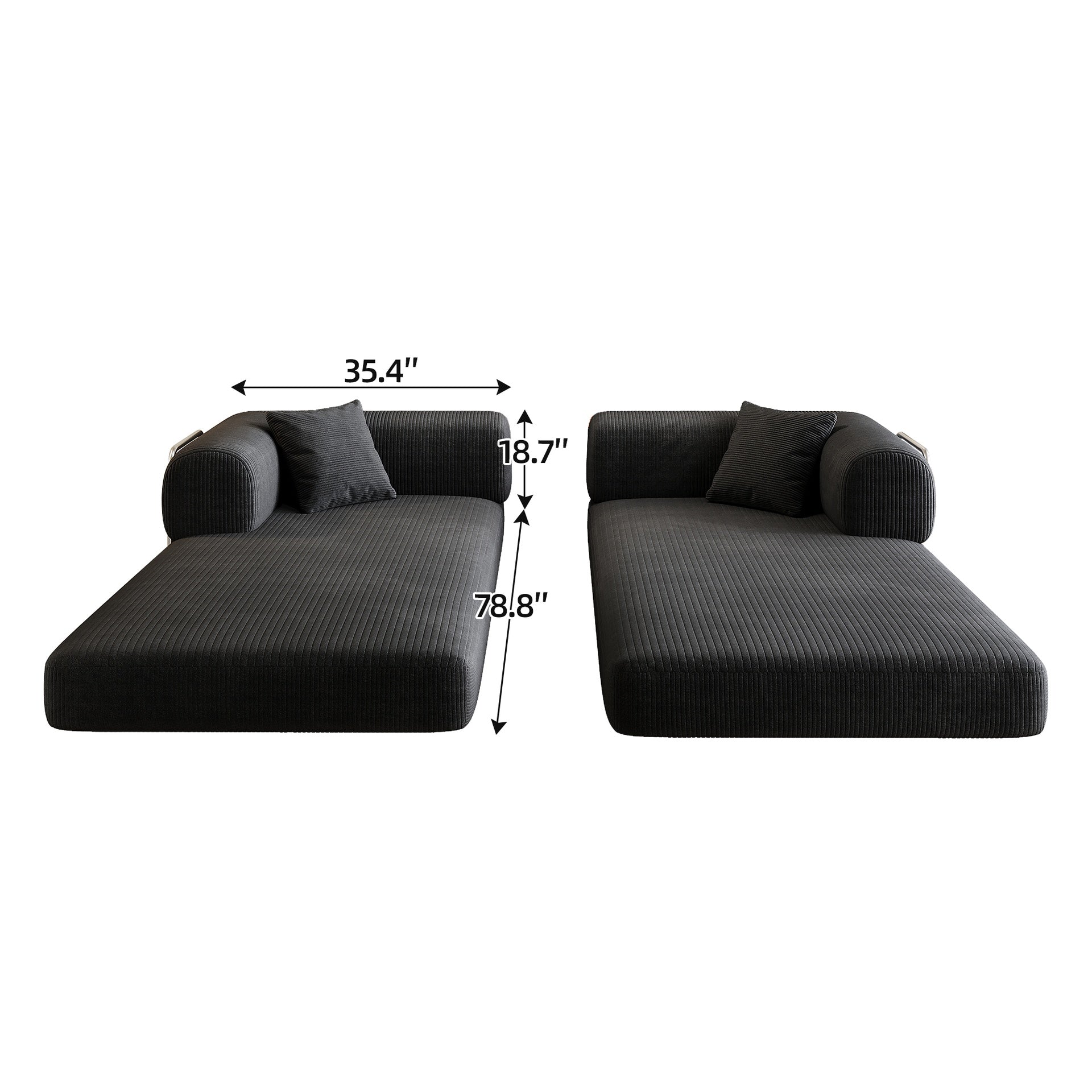 78.8" Compression Sofa,Convertible Floor Sofa Bed-with Pillow Back Support Armrest,Comfy Futon Couch Sleeper Bed,Loveseats Boneless Modular Sectional Sofa,Corduroy fabric,for Living Room,Bedroom,Black