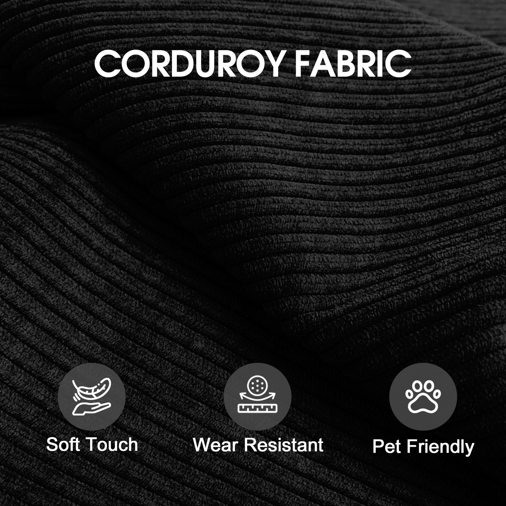78.8" Compression Sofa,Convertible Floor Sofa Bed-with Pillow Back Support Armrest,Comfy Futon Couch Sleeper Bed,Loveseats Boneless Modular Sectional Sofa,Corduroy fabric,for Living Room,Bedroom,Black