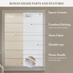 1PC 23x64" Cordless Roman Blind  Galen Matte fabric