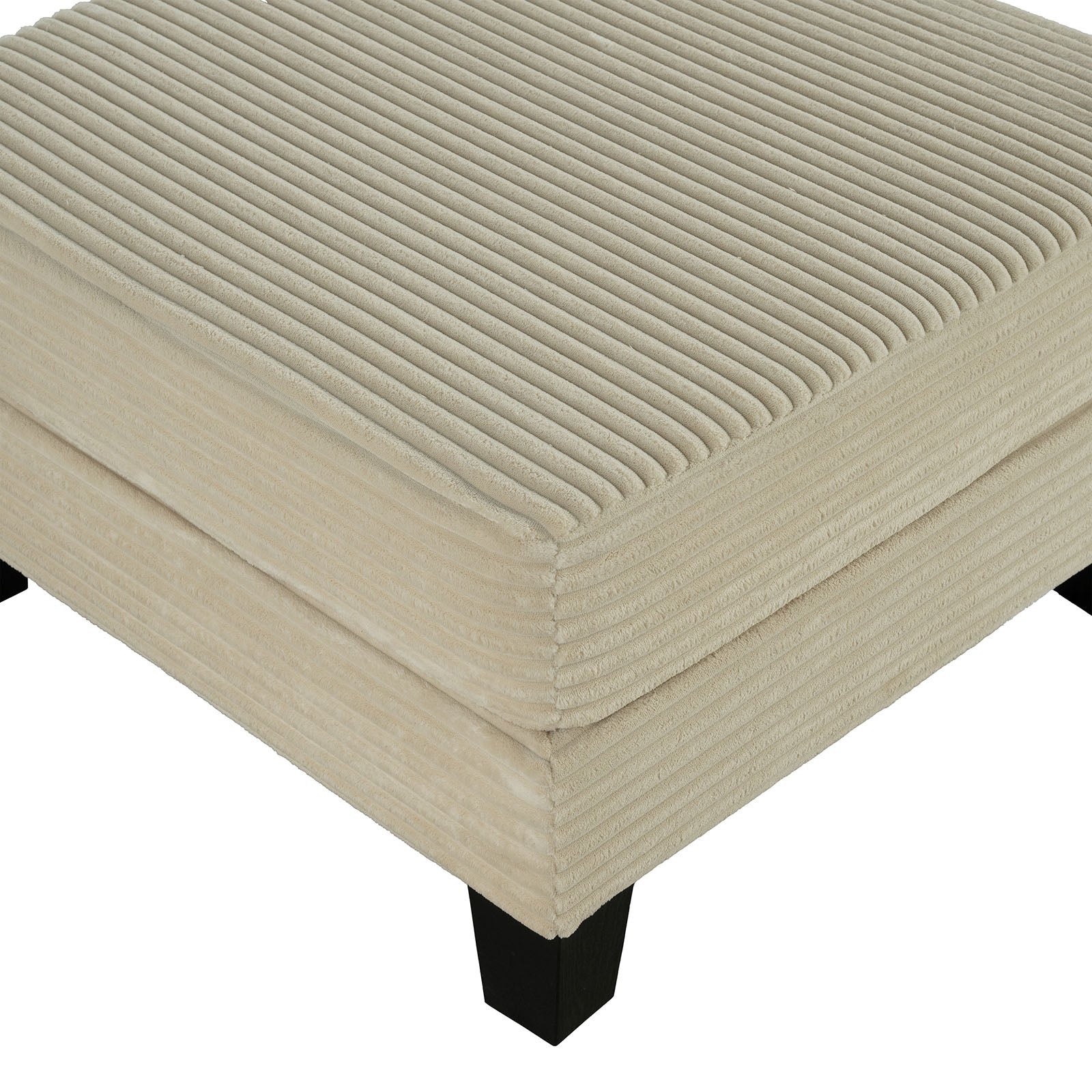Contemporary Style Square Storage Ottoman Wooden Legs Beige Finish Primary Living Room