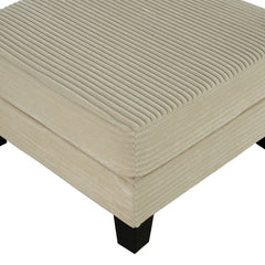 Contemporary Style Square Storage Ottoman Wooden Legs Beige Finish Primary Living Room