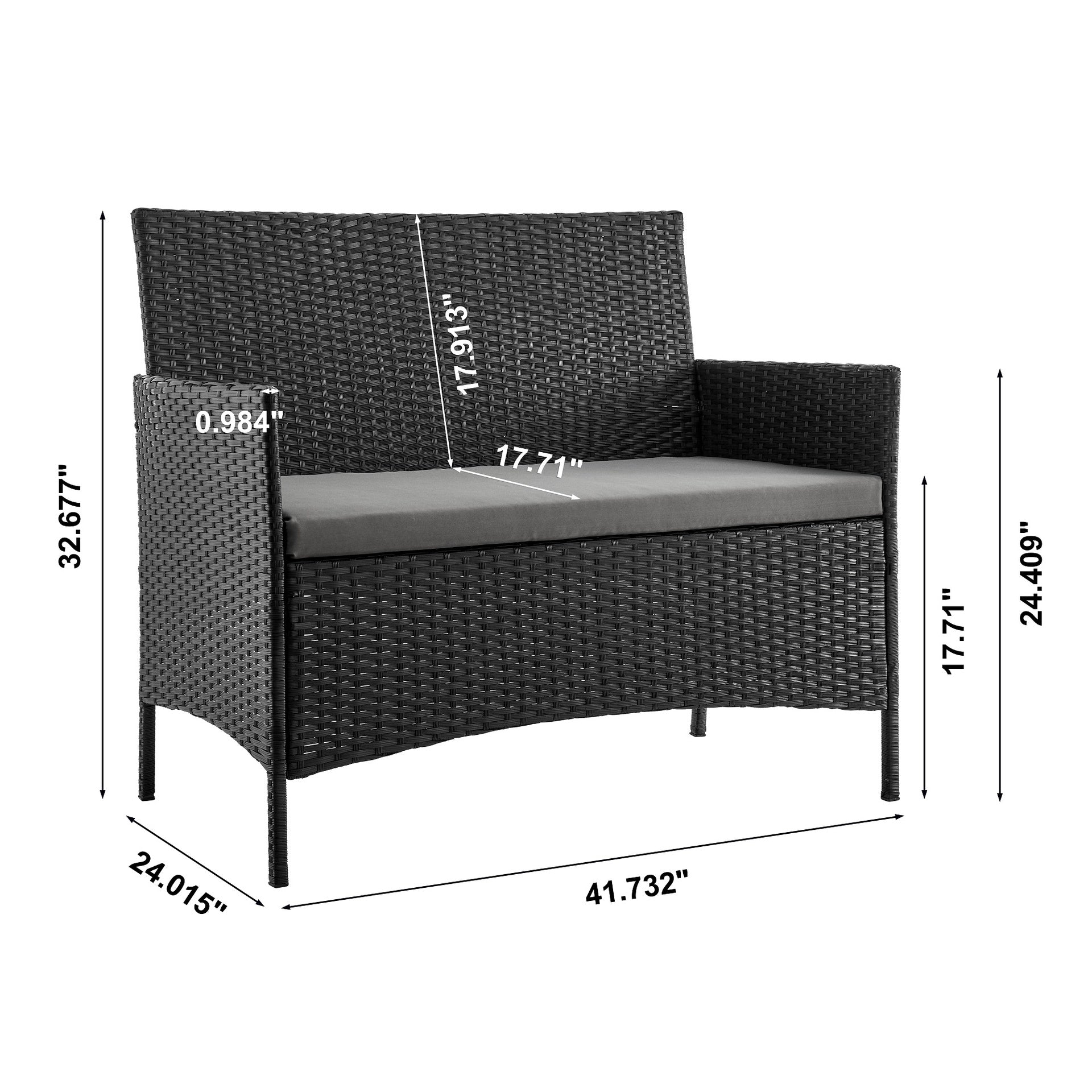 4-Piece Conversation Set in Black and Gray