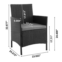 4-Piece Conversation Set in Black and Gray