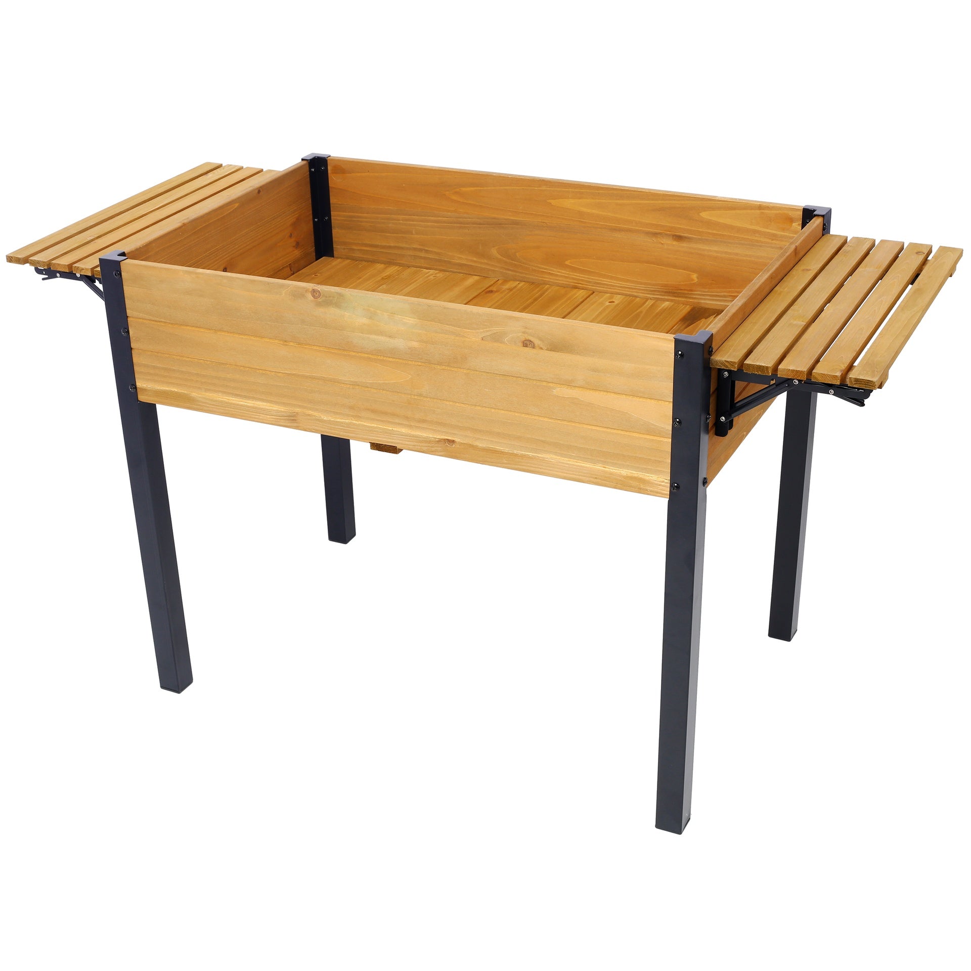 Raised Garden Bed, Metal Leg Wood Planter Boxes with Folding Storage Shelf,Elevated Planter Box for Growing Fresh Herbs, Vegetables, Flowers Great for Outdoor Patio, Deck, Balcony