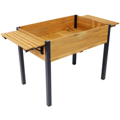 Raised Garden Bed, Metal Leg Wood Planter Boxes with Folding Storage Shelf,Elevated Planter Box for Growing Fresh Herbs, Vegetables, Flowers Great for Outdoor Patio, Deck, Balcony