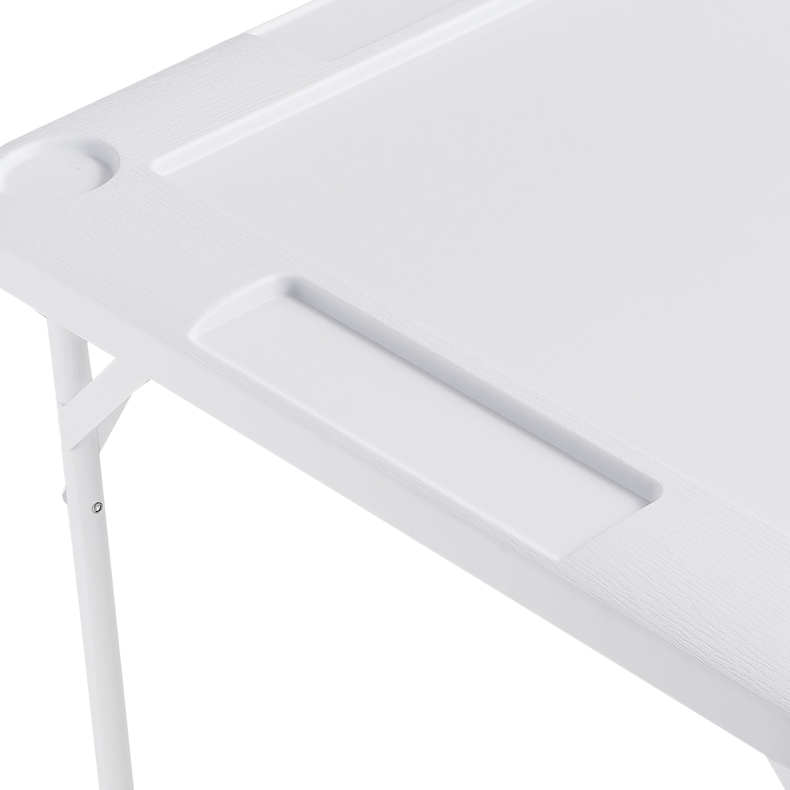 Mahjong Table 4 Player Folding Card Table & 4 Cup Holders Chip Trays White