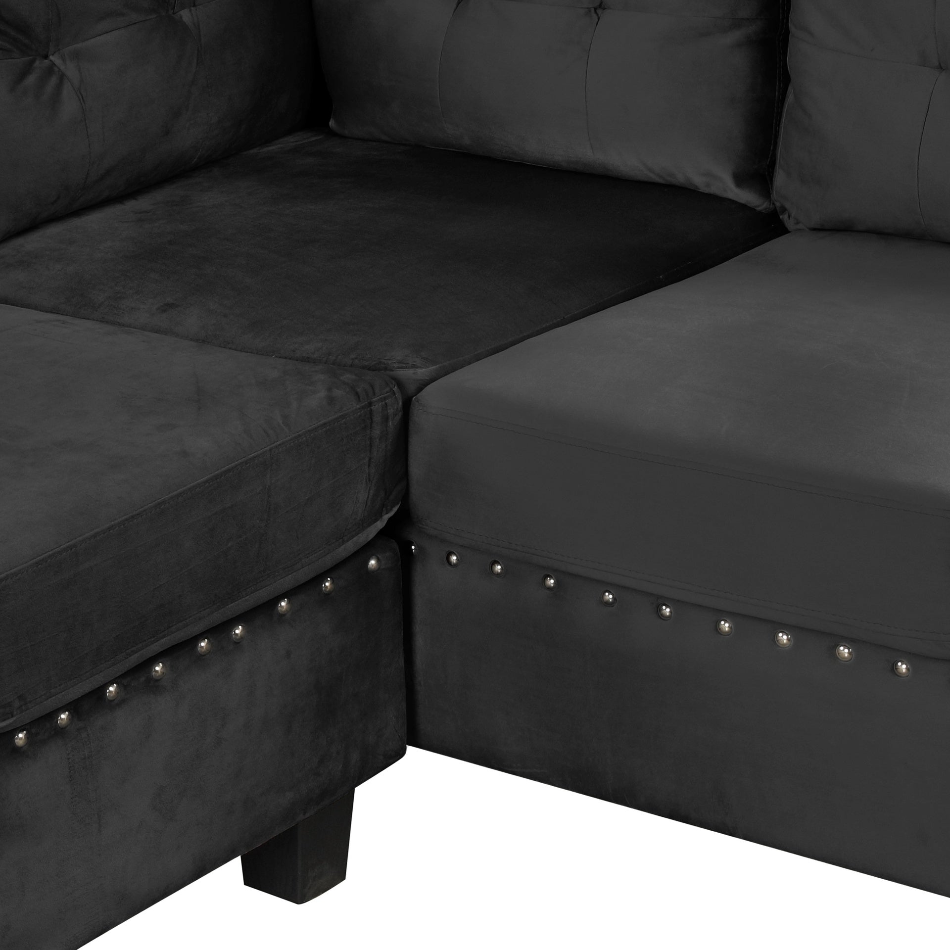 105" Modern Sectional Sofa with Storage Ottoman, L-Shape Couch with 2 Pillows and Cup Holders,Sectional Sofa with Reversible Chaise for Living Room, Black