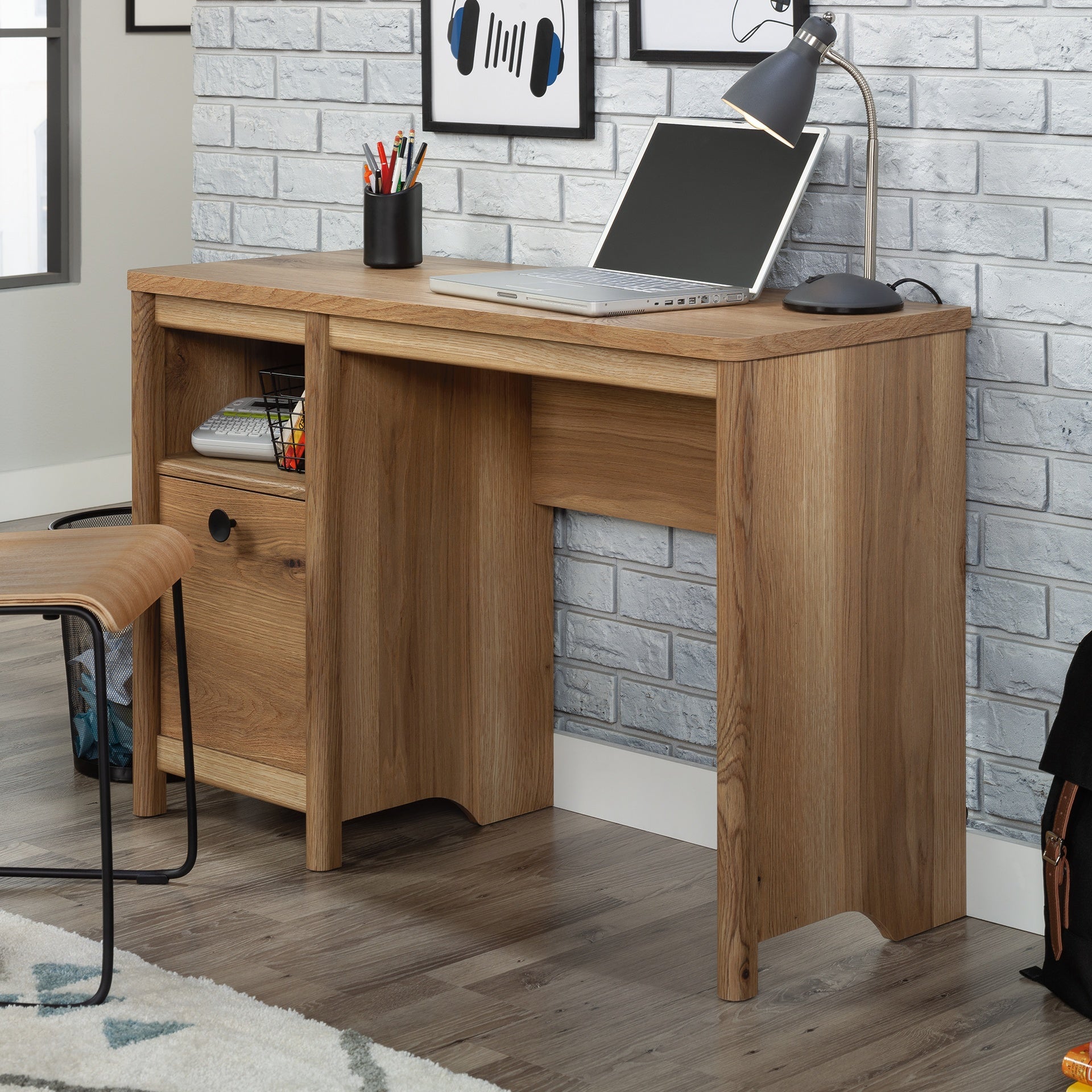 Vintage Desk with Minimalist Design, Brown finish