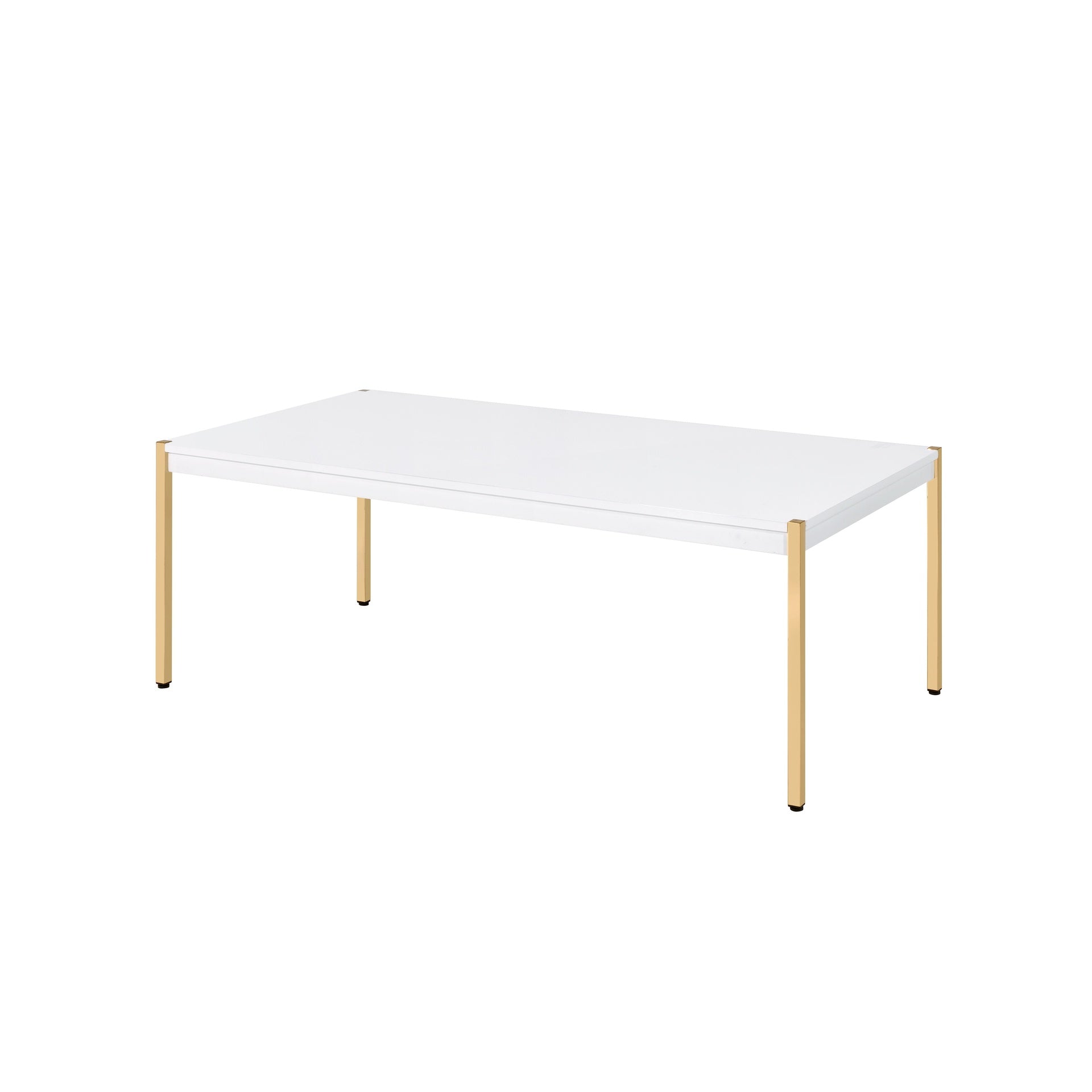 Modern Contemporary Living Room Coffee Table 1pc White and Gold Finish Glam Home Furniture Occasional Table