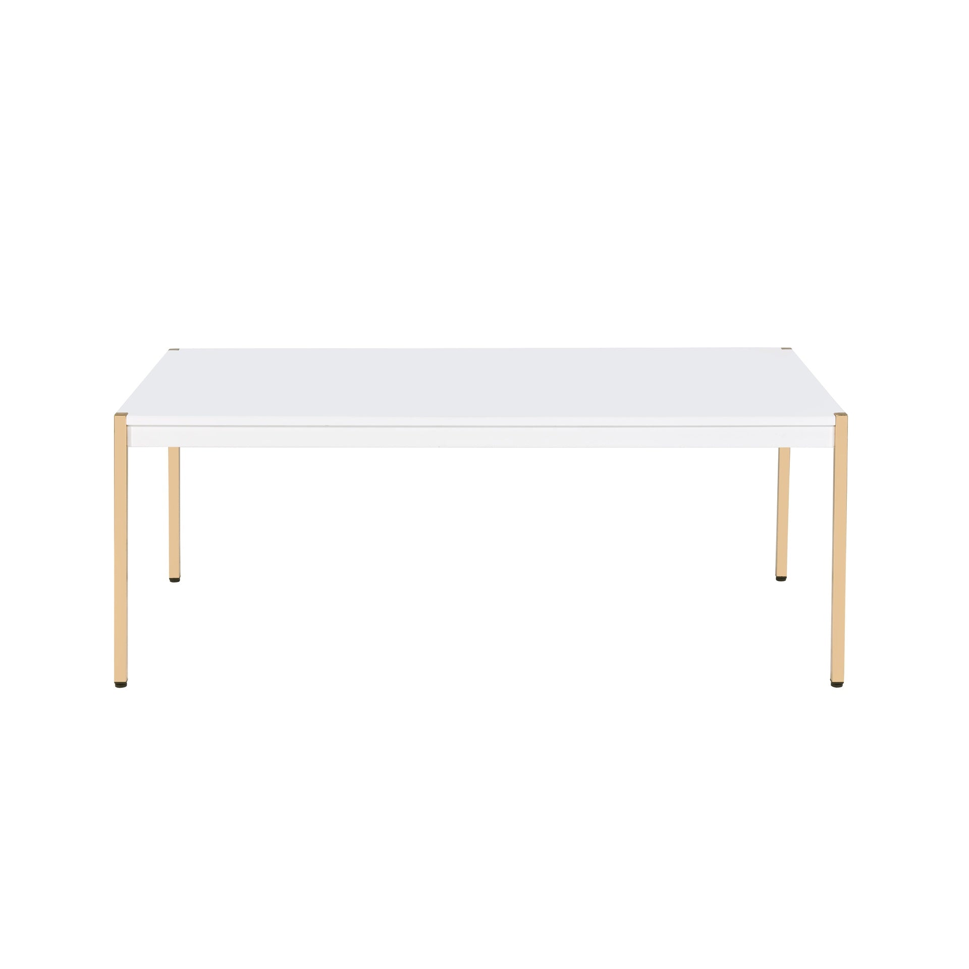 Modern Contemporary Living Room Coffee Table 1pc White and Gold Finish Glam Home Furniture Occasional Table