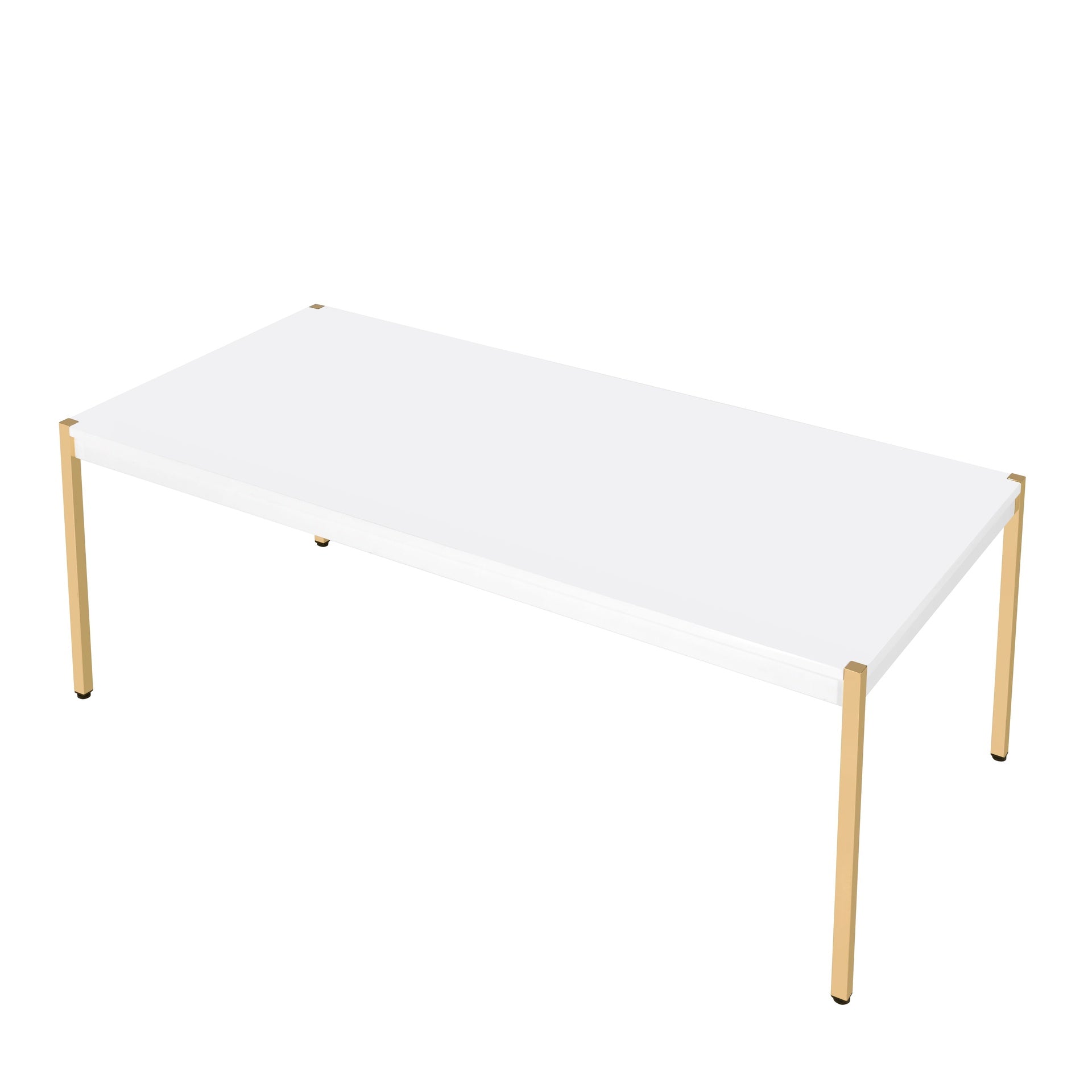 Modern Contemporary Living Room Coffee Table 1pc White and Gold Finish Glam Home Furniture Occasional Table