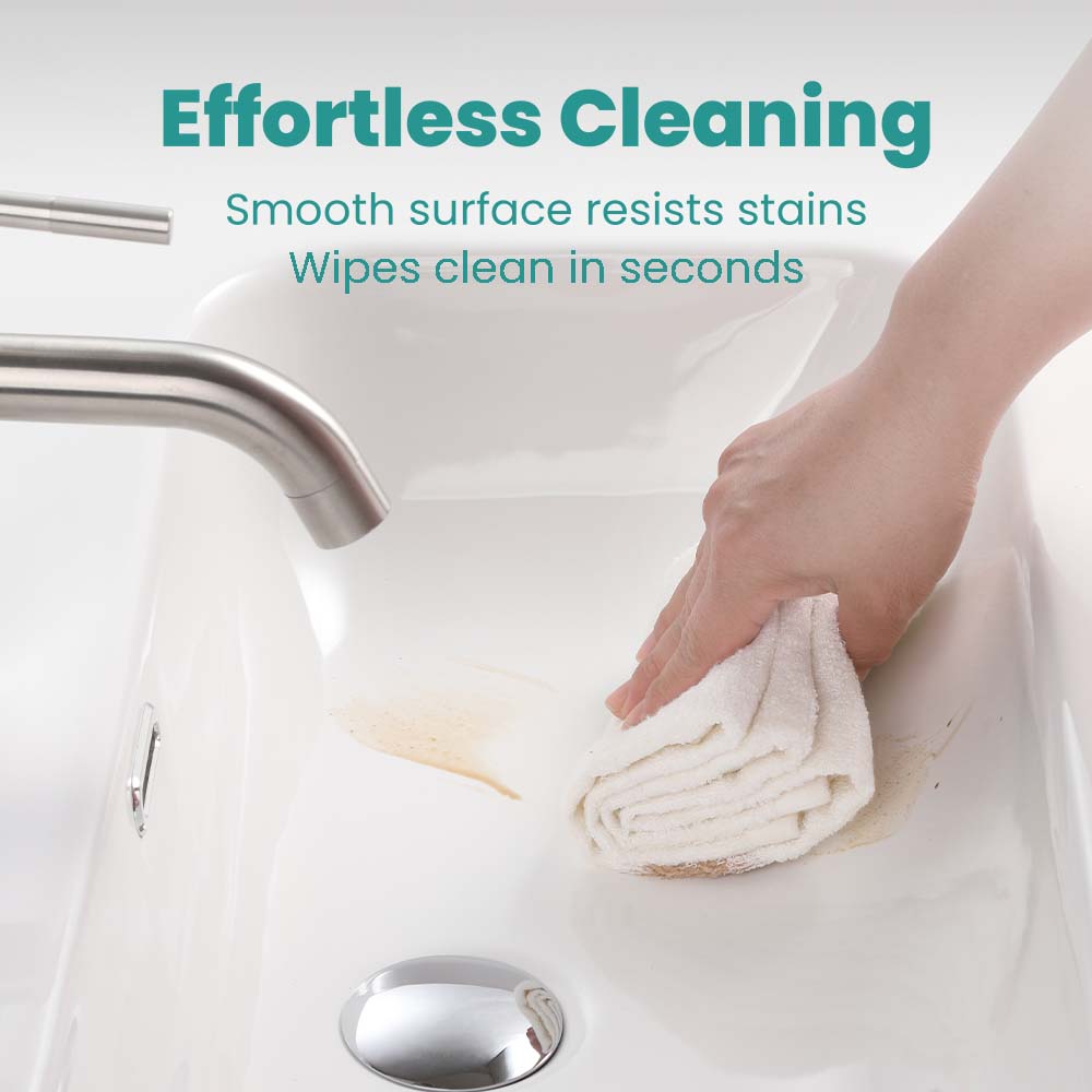 BB02-30-101, Integrated solid surface basin WITHOUT drain and faucet, glossy white color