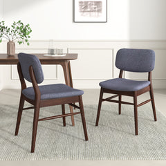Set of 2 Mid - Century Upholstered Dining Chair with Rubberwood Frame, Walnut+Charcoal (same sku: 59302.00CCL)