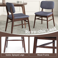 Set of 2 Mid - Century Upholstered Dining Chair with Rubberwood Frame, Walnut+Charcoal (same sku: 59302.00CCL)