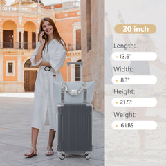 20 Inch Carry On Luggage Set 3 Piece with Spinner Wheels, Lightweight Hardshell ABS Suitcase for Weedend Getaways, Business Travel
