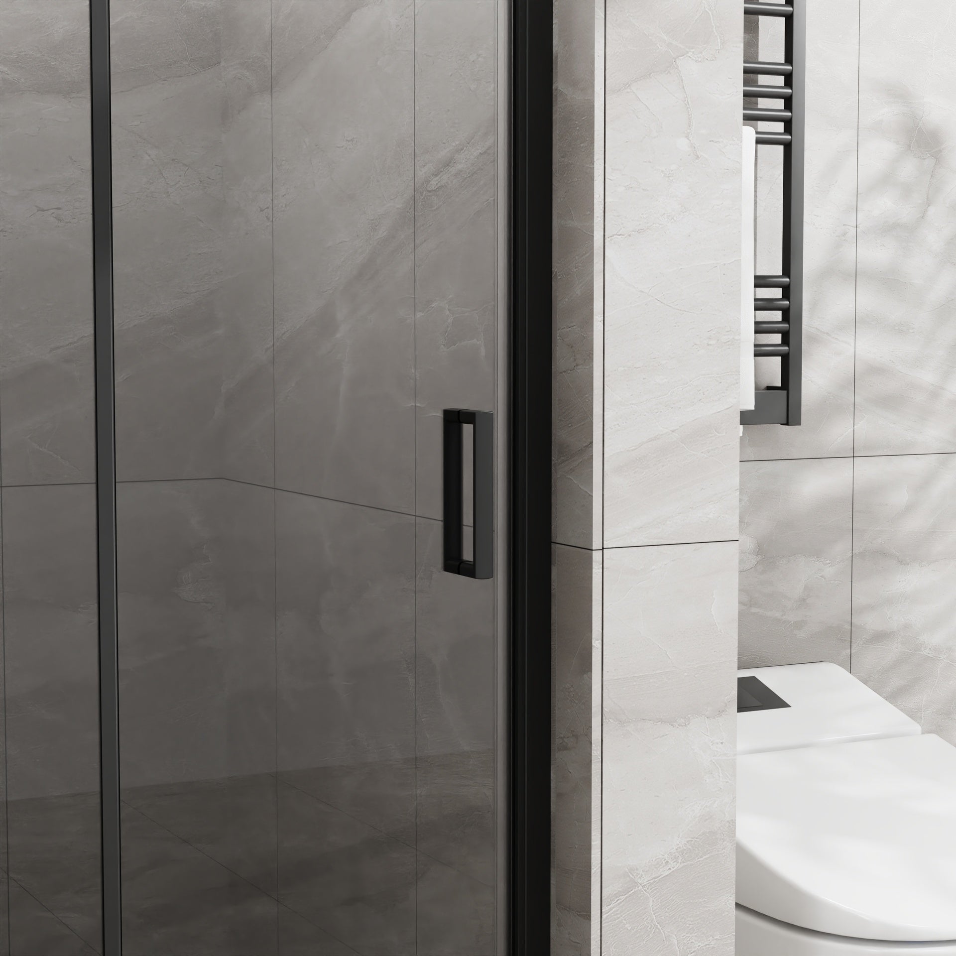 Goodyo 34"x 72" Bifold Frameless Glass Shower Door 1/4 inch Tempered Clear Glass Pivot Swing Shower Panel in Black Finish, Foldable