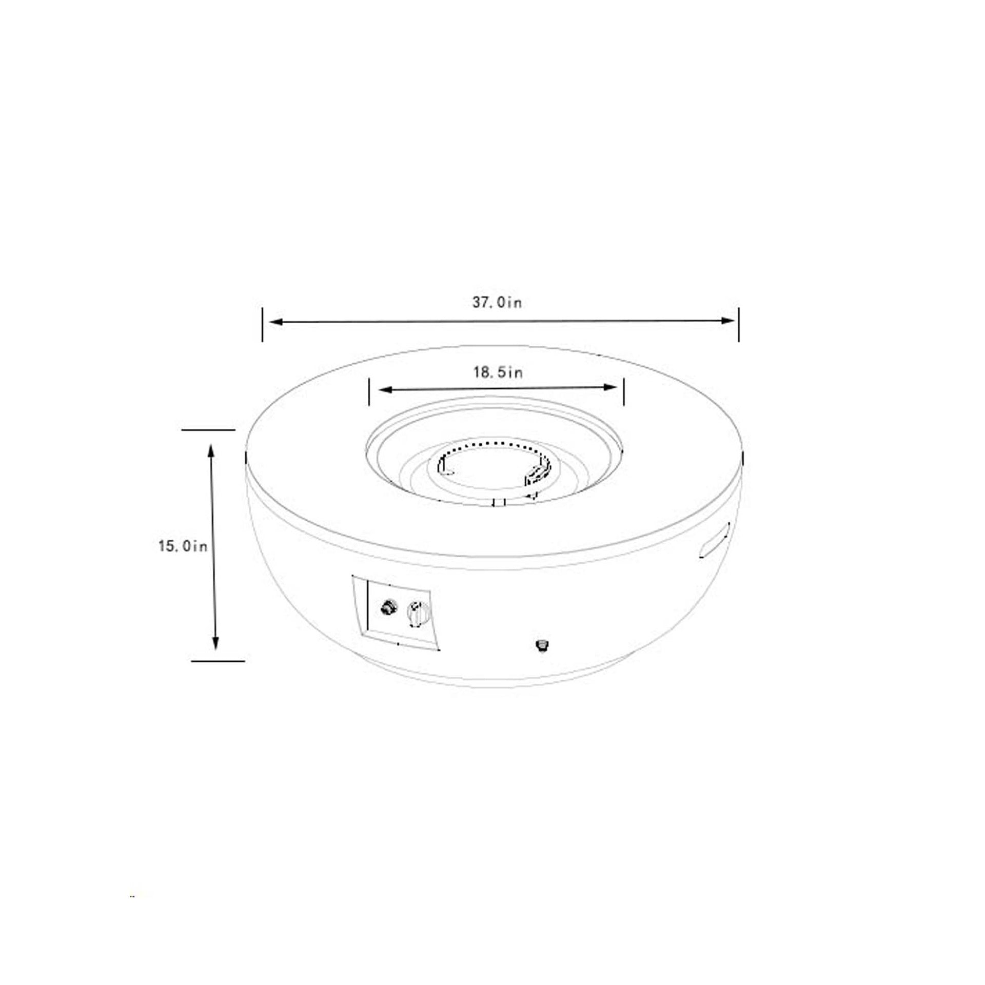 36" Propane Gas Fire Pit Table 2-Pieces, 50000 BTU Round Steel Fire Pit  with Tank Holder for Outside Patio Deck Garden Backyard- Grey