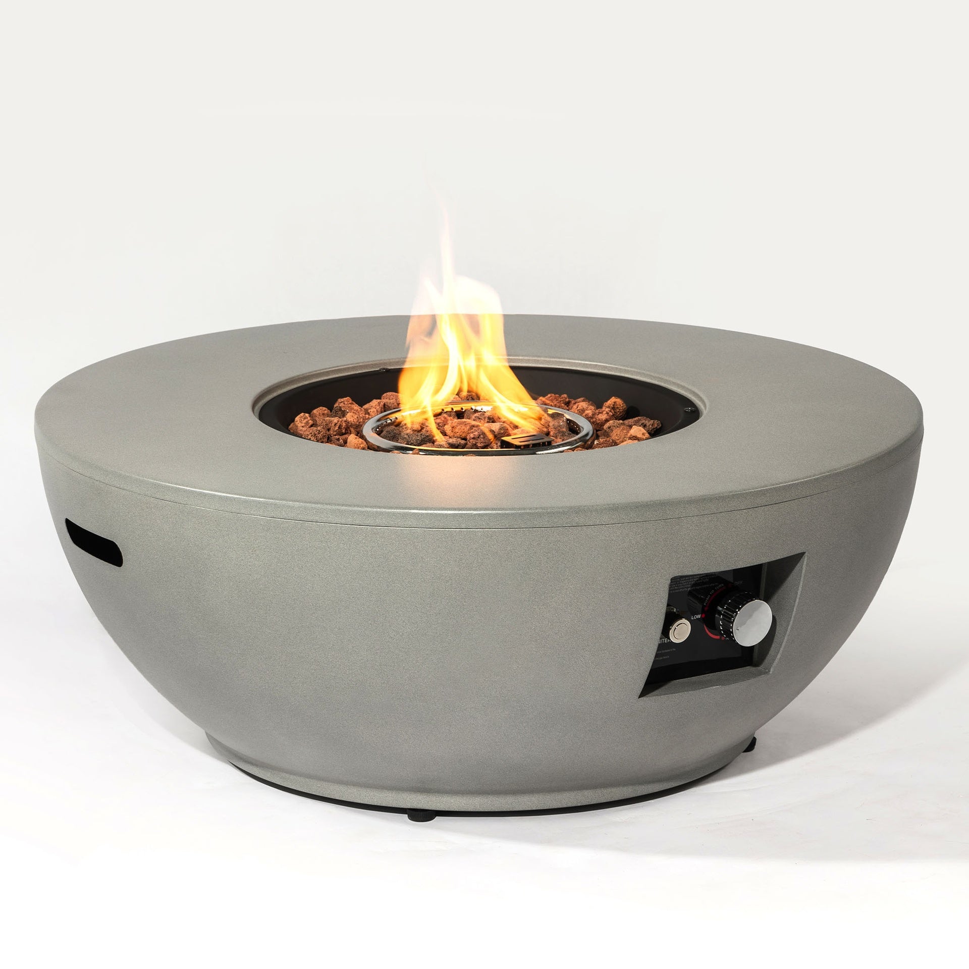 36" Propane Gas Fire Pit Table 2-Pieces, 50000 BTU Round Steel Fire Pit  with Tank Holder for Outside Patio Deck Garden Backyard- Grey