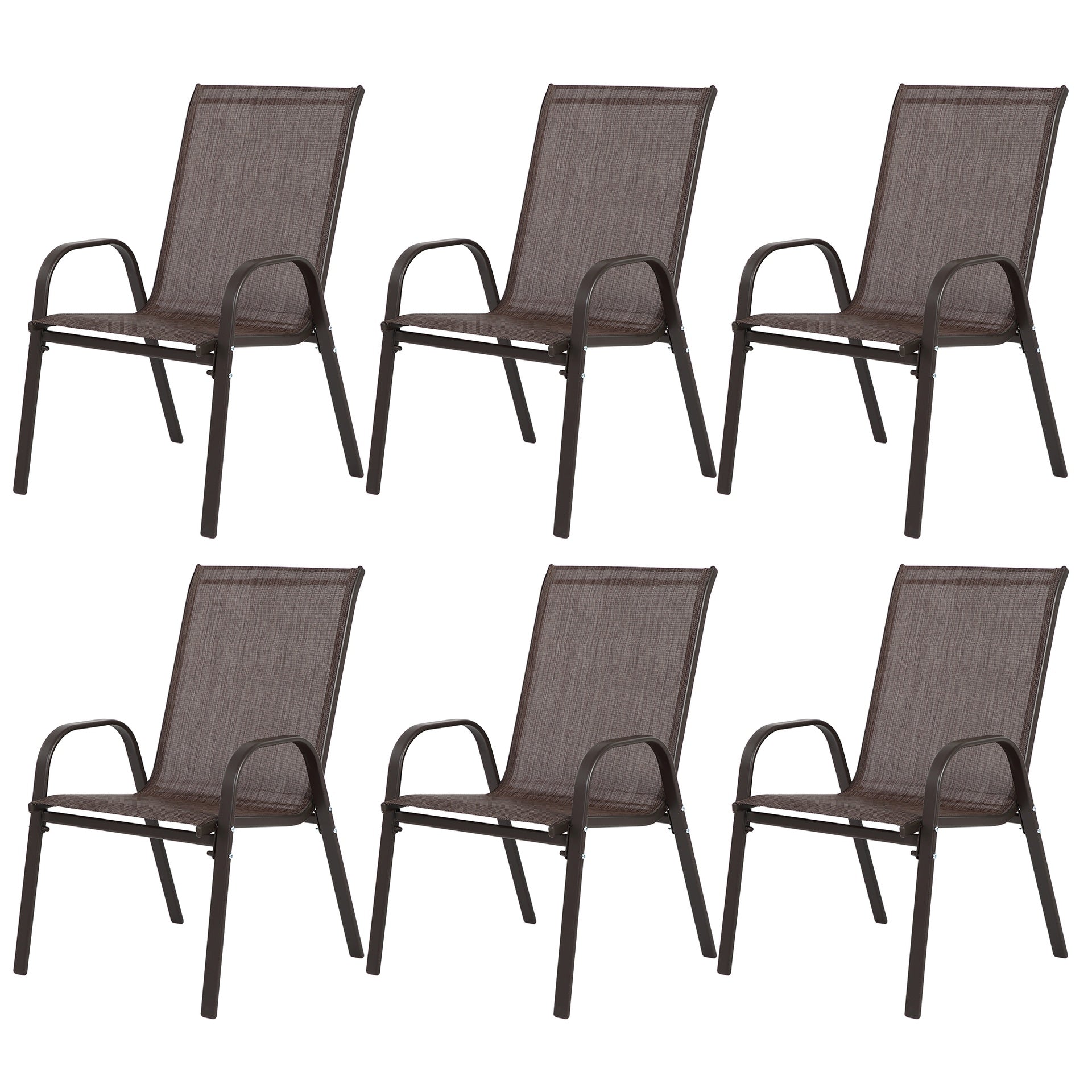 4 Piece Patio Chairs, Outdoor Camping Chairs with Breathable Textilene Fabric, Set of 2 Garden Chairs with Armrest High Backrest for Garden Patio Pool Beach Yard Space Saving ( Brown)