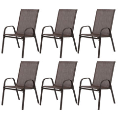 4 Piece Patio Chairs, Outdoor Camping Chairs with Breathable Textilene Fabric, Set of 2 Garden Chairs with Armrest High Backrest for Garden Patio Pool Beach Yard Space Saving ( Brown)